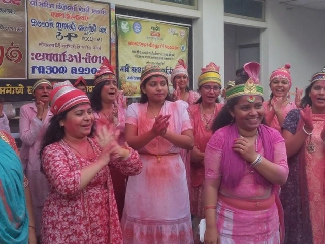 शाहजहांपुर के आर्य महिला डिग्री कॉलेज में योगियों ने रंगीन होली उत्सव मनाया